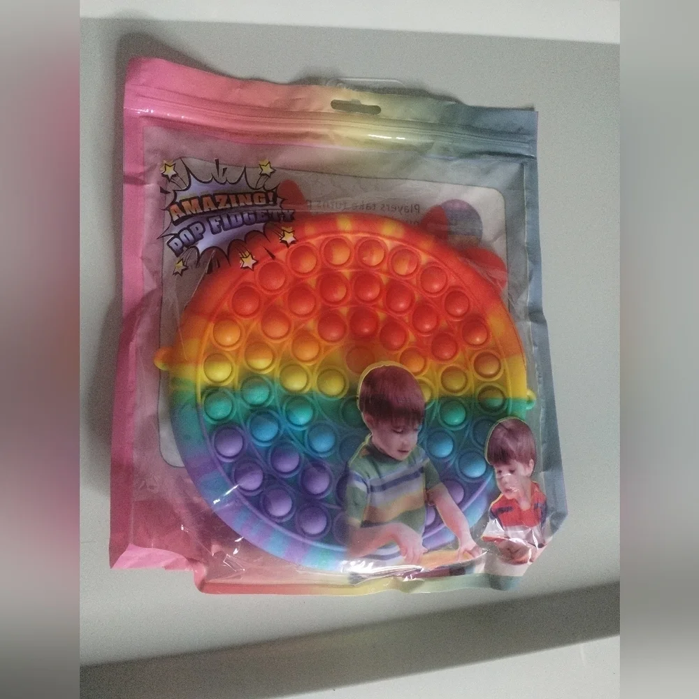 New Kids Pop It Fidget Toy Shoulder Bag Sensory Special Needs- Rainbow
